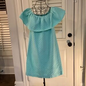 Crown & Ivy Aqua Ruffle Mini Dress